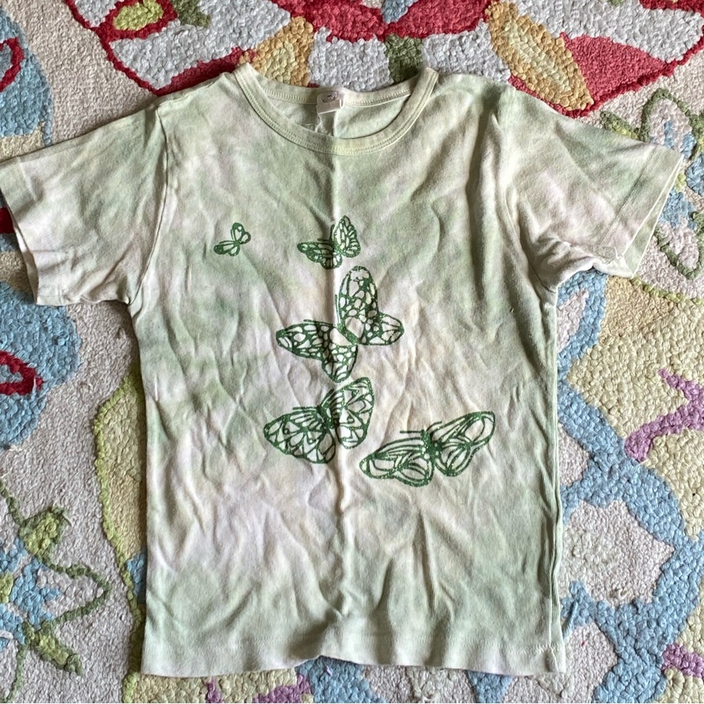 green tie-dye glitter butterfly tee